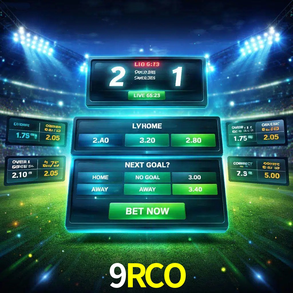 Vista de apuestas en vivo 9RCO durante un partido en curso