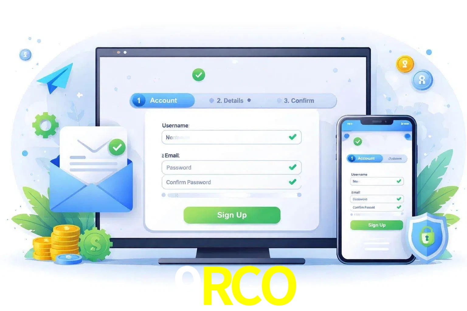 Registro de nuevo usuario y configuración de cuenta 9RCO