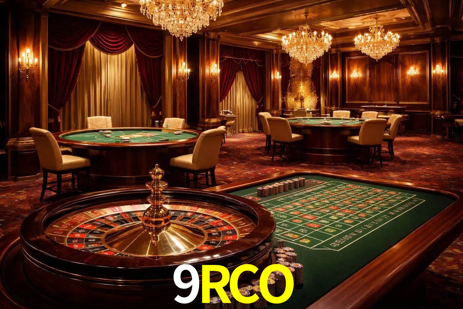 Una escena premium de mesa de casino en vivo con cartas, elementos de ruleta y un ambiente pulido de estudio de transmisión.